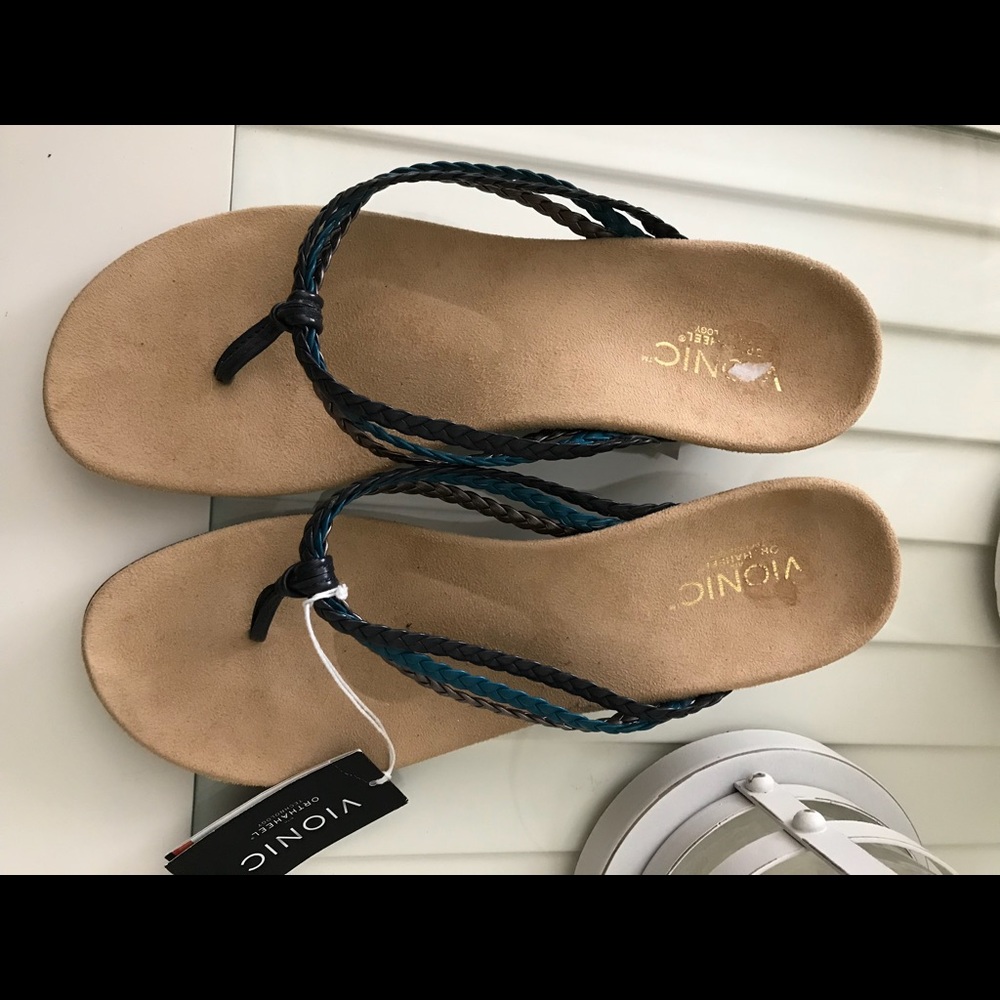 NEW!  Vionic Wedge Braided Thong Sandals